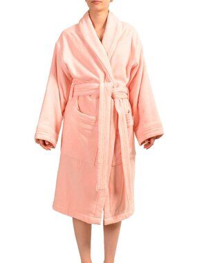 Versace Pink Medusa Logo 100% Cotton Belted Bathrobe Size XL